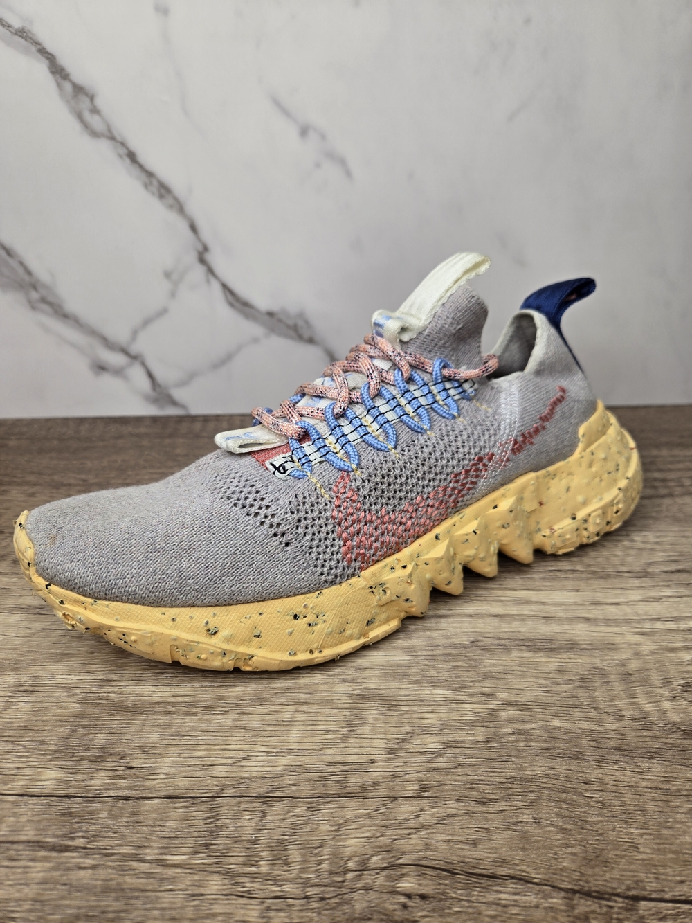 Nike React-type Grey Knit Sneakers with Yellow Speckled Sole Mens Size 6 - Picture 4 of 10